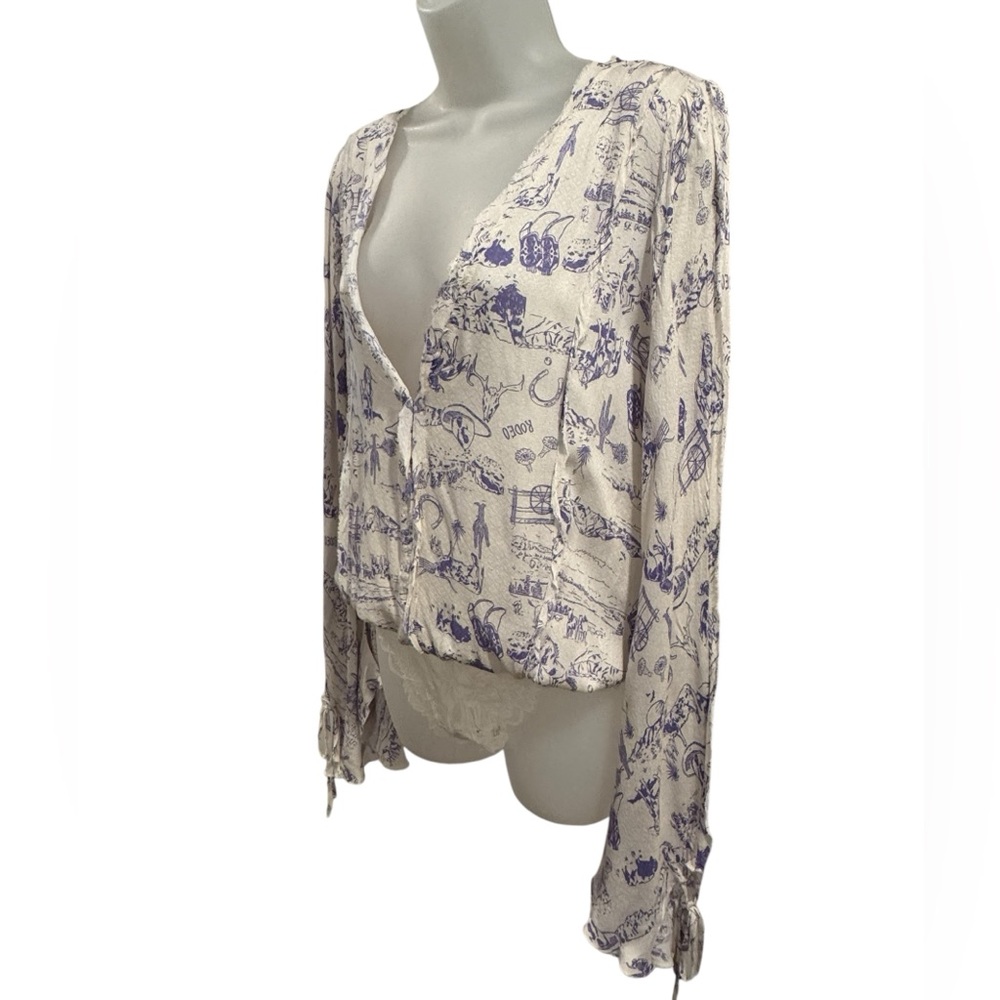 Free People Intimately | Everything's Rosy Bodysuit Western Print Deep-V Boho - Picture 6 of 14